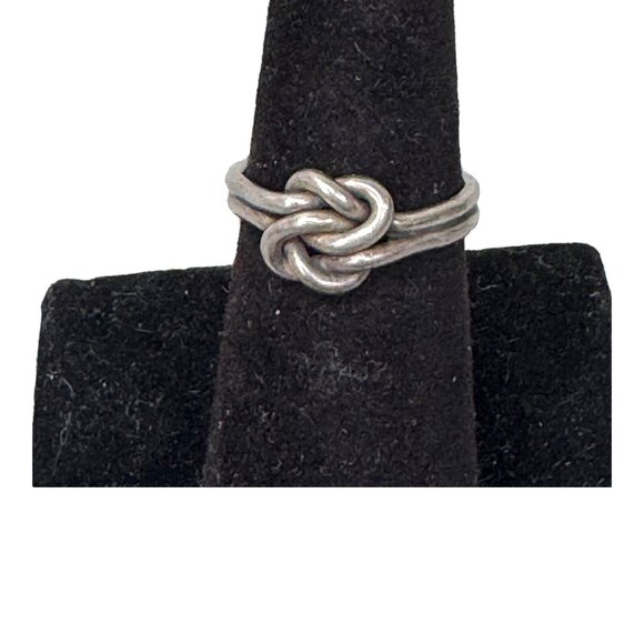 Sterling Silver Infinity Knot Ring Size 6.75 Double Friendship Love Vintage - Picture 1 of 10